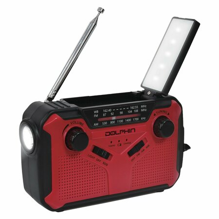 DOLPHIN AUDIO R-100C DSP 10-Watt Portable 3-Band Emergency AM/FM/Weatherband Bluetooth Radio with WaveSync Red R-100CRED
